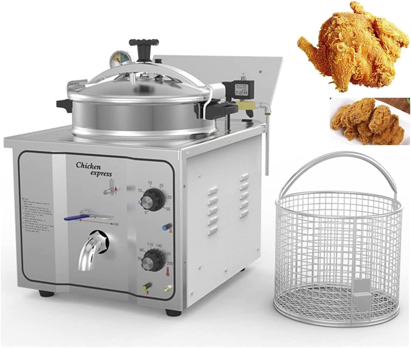 16L High Pressure Fried Chicken Machine 110V Chicken Pressure Food Oven Fryer