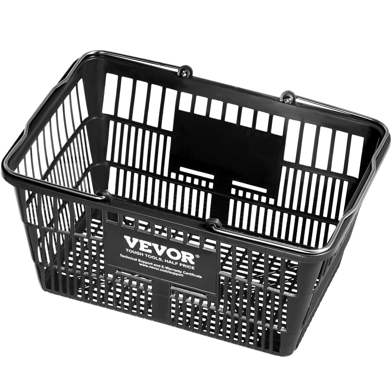 VEVOR Shopping Basket Grocery Basket 12PCS 21L with Iron Handle & Stand Black