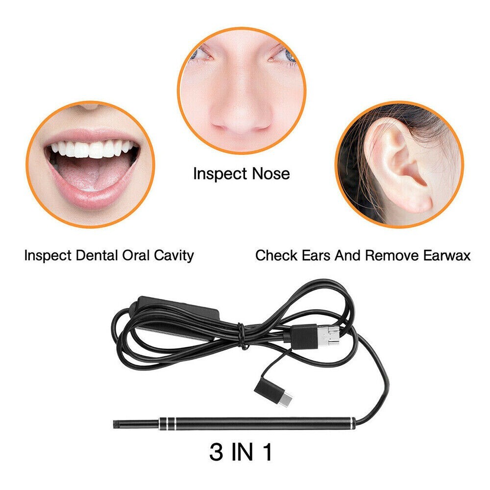 LED Ear Endoscope HD Otoscope Ear Wax Cleaning Camera Tool Cleaner Removal Kit