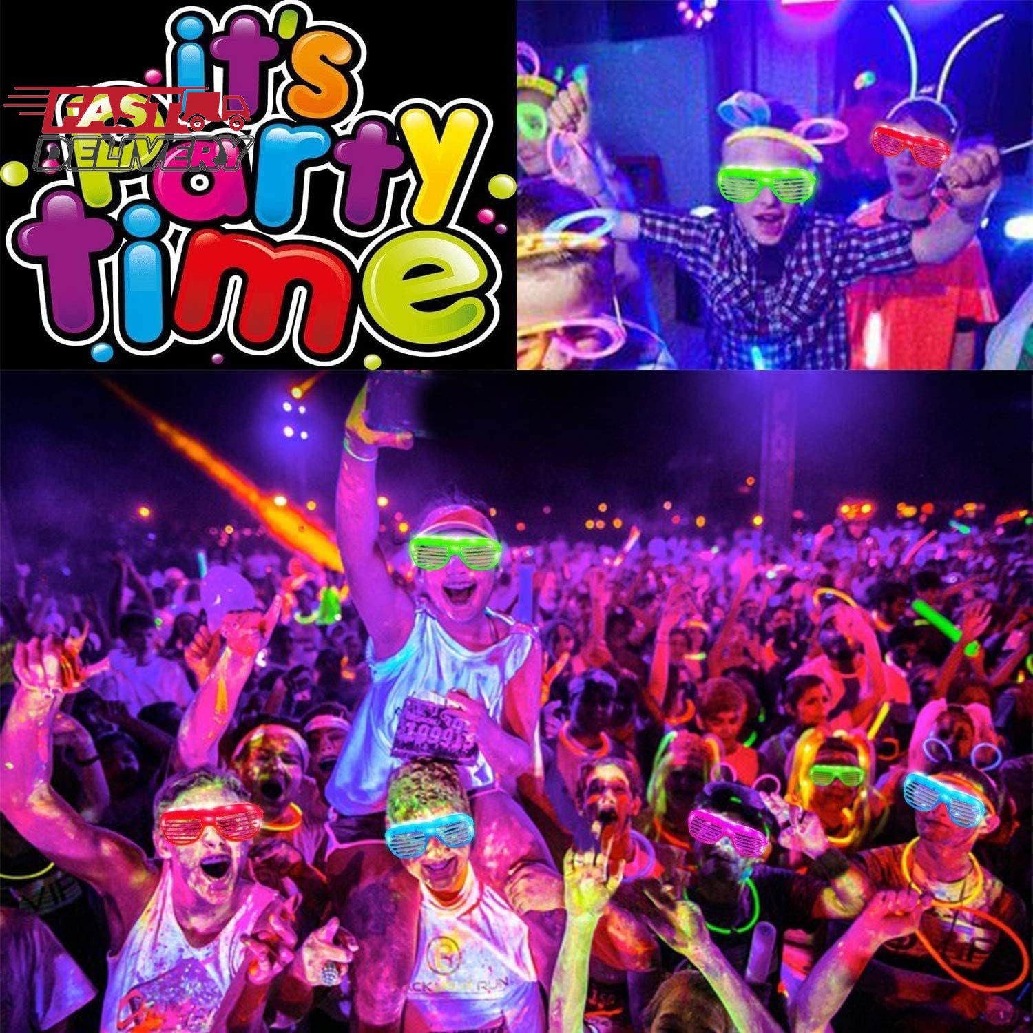 30 Pack LED Glasses Glow in the Dark Party Supplies Glow Sticks Glasses Party Fa