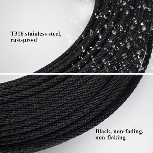 Cable de cuerda de alambre de acero inoxidable negro, para kit de hardware de