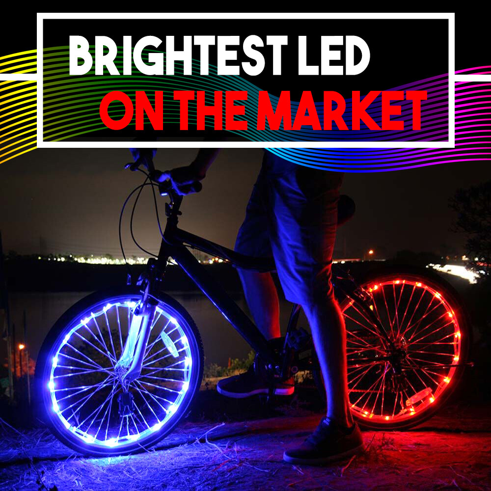 NEW Bicycle Bike Wheel Lights 7 COLORS in 1 LED String Fits any Spoke Rim Tires