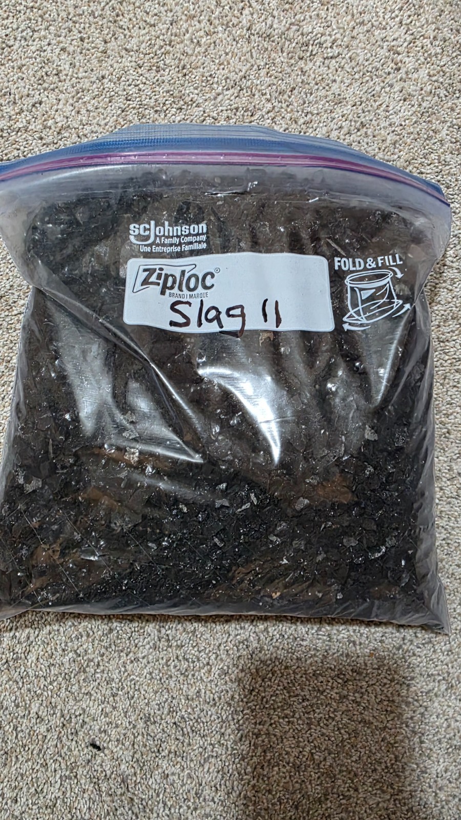 Reprocessed Smelting Slag (Gold/Silver Recovery), Approx. 1 gallon