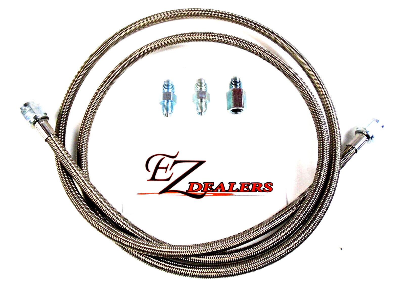 60" inch -4 Stainless Steel Braided Pressure Line Kit For Oil Water Fuel Gauges