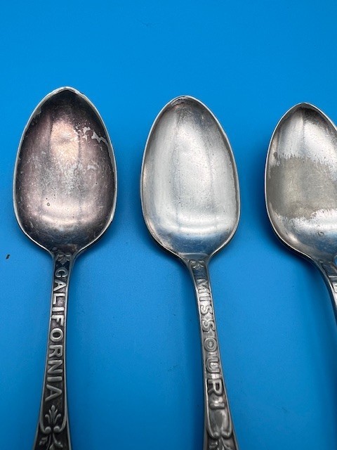 4 Vtg Oneida Community A1X State Spoons Kentucky, Illinois, Missouri, California