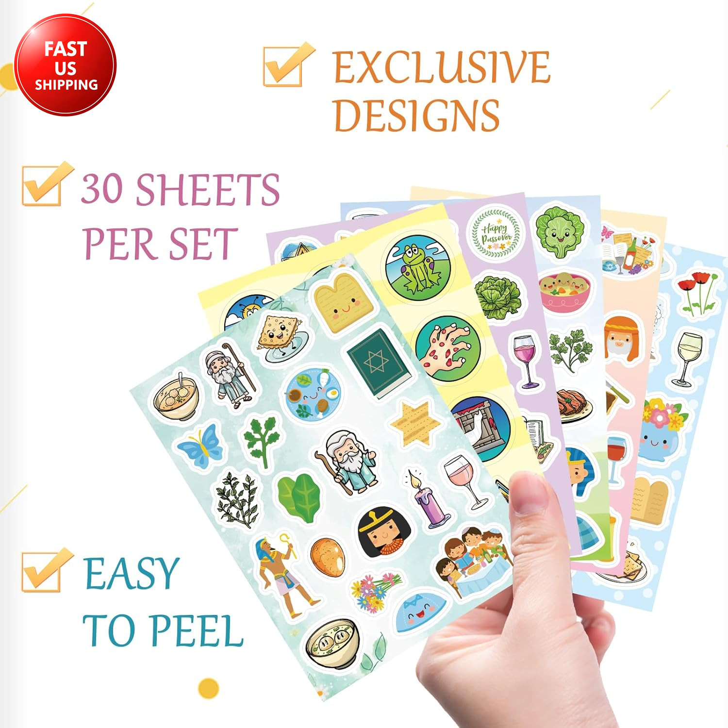 575 Pcs Passover Stickers for Kids Pesach Passover Decorations Gifts for Seder T