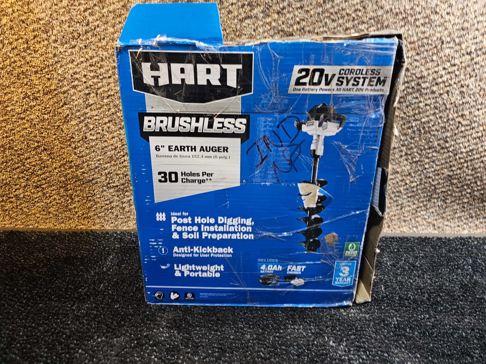 HART HGAUG011VNM Brushless 6" Earth Auger 20V System For Post Hole Digging
