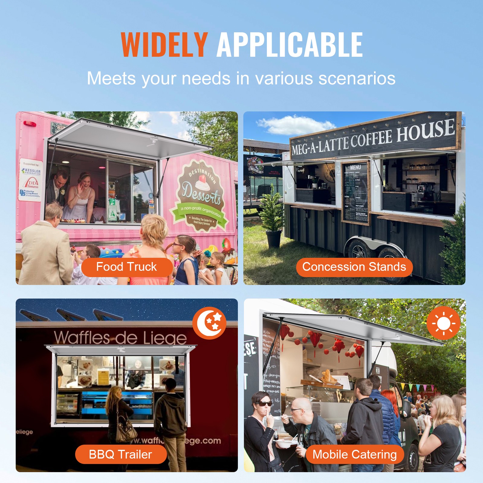 VEVOR 48"L x 36"W Concession Stand Serving Window Food Truck Service Awning