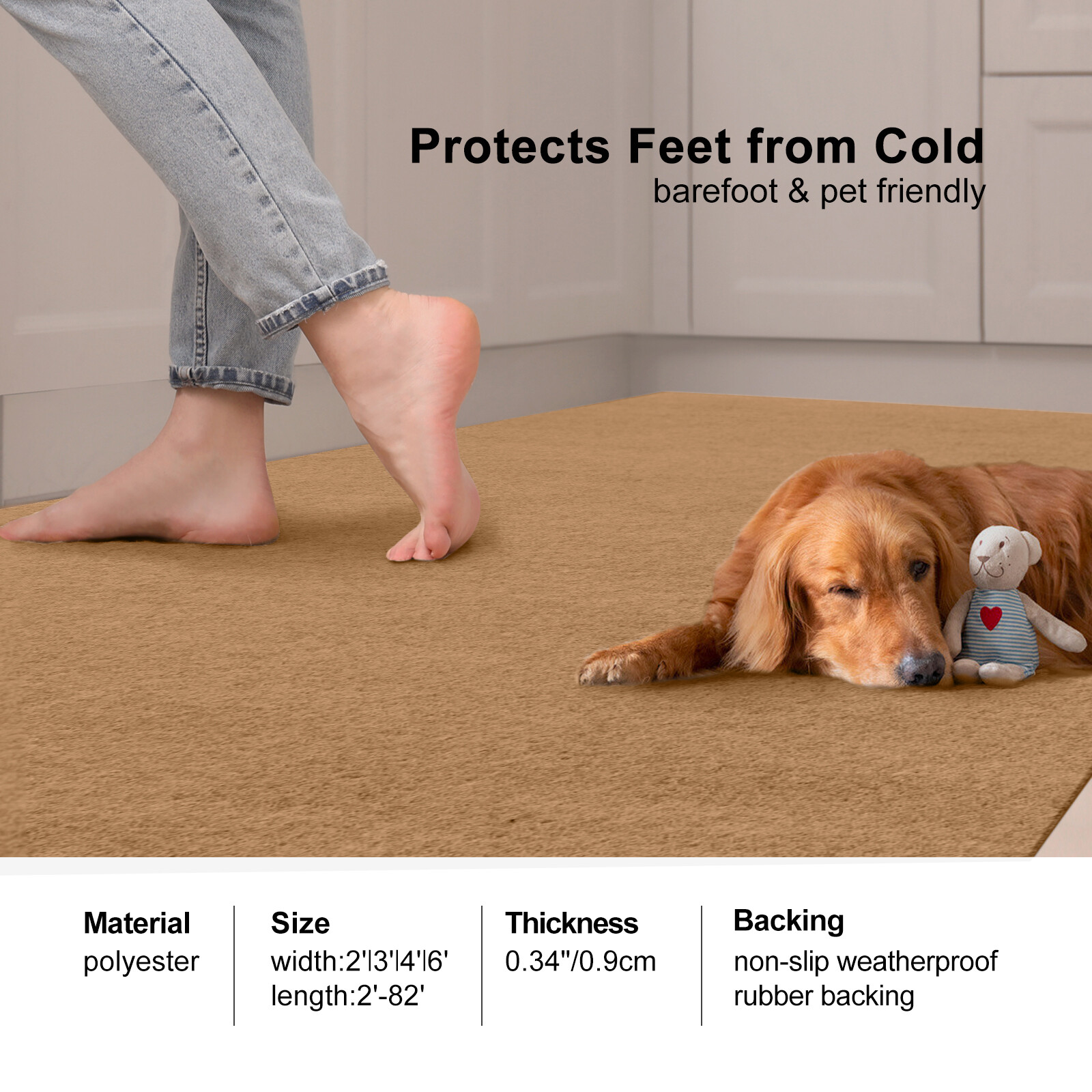 Runner Rug 2 x 8, 2 x 10 ft Hallway Non Slip Rubber Back Rugs for Kitchen Indoor