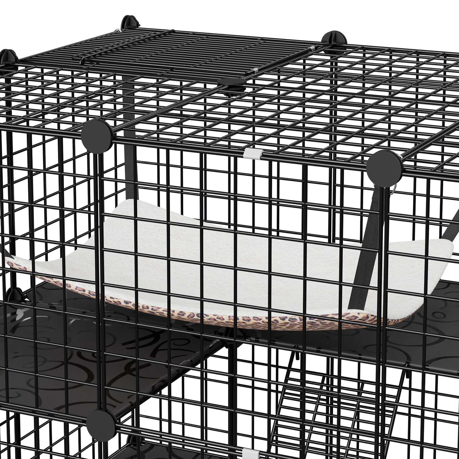4-Tier Large Cat Cage Enclosure Metal Wire Kennel DIY Cat Playpen with Hammok
