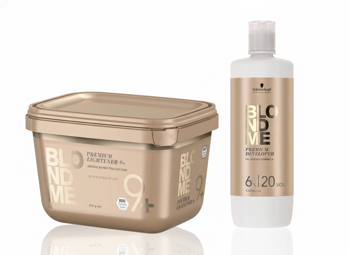Schwarzkopf BlondMe Lightener 9+ 15.8oz and Dev. 6 % 20 Vol Liter  Duo