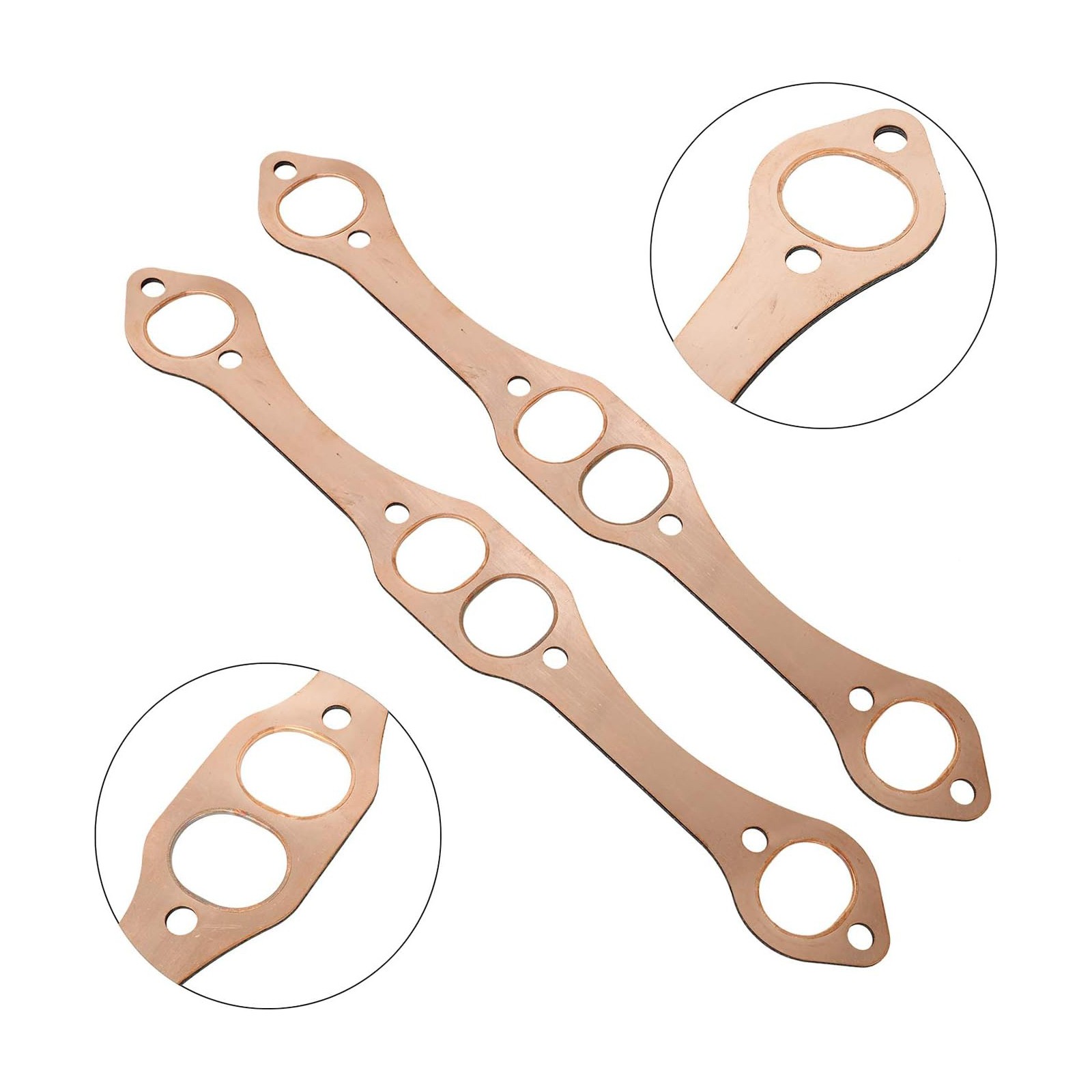 SBC Oval Port Copper Header Exhaust Gaskets For SB Chevy 327 305 350 Reusable