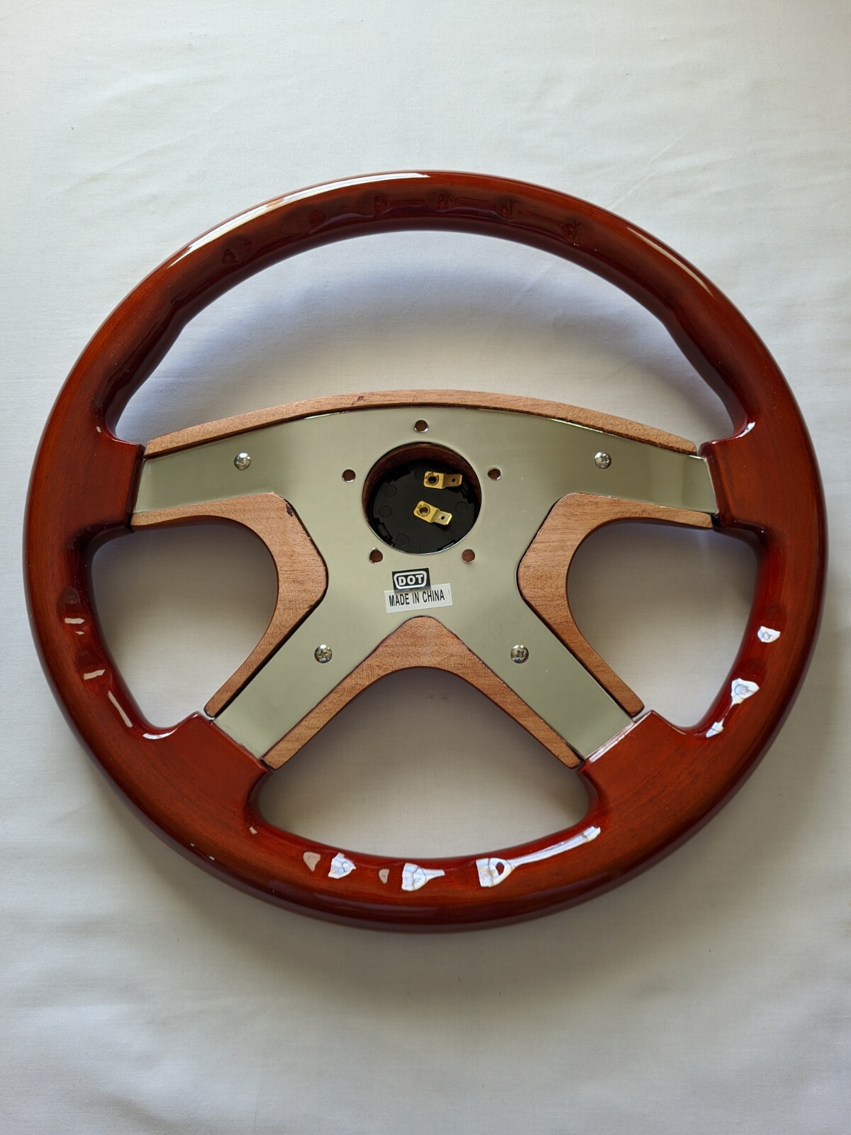 RAPTOR 15" MAHOGANY WOOD STEERING WHEEL - GOLD
