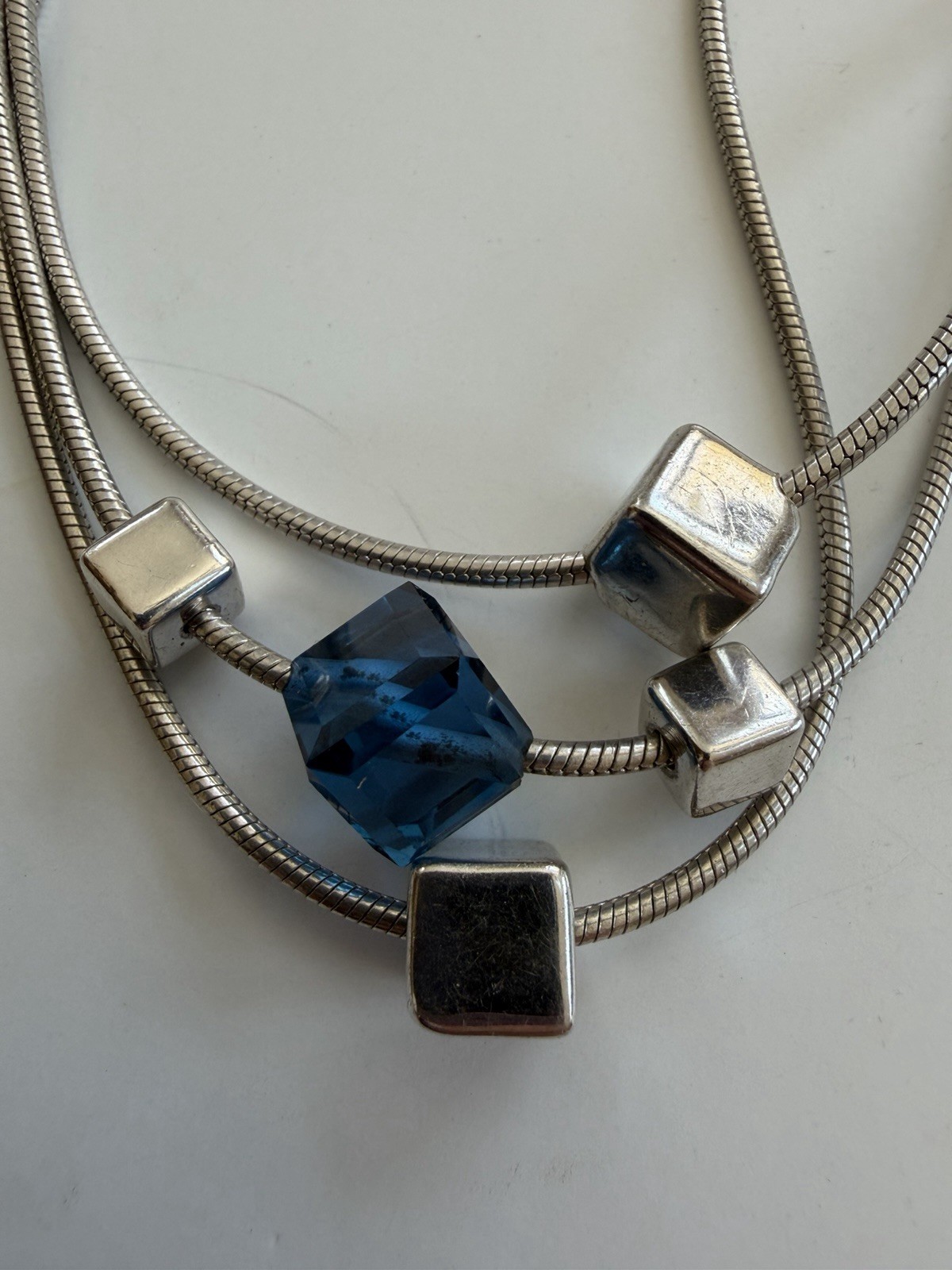 Signed Pedro Duran Spain SOLID REAL Sterling Silver 925 Necklace Geometric