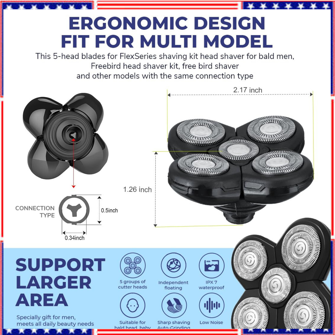 3 PACK Replacement Blades for Freebird Flex Series Head Shaver For Bald Men Set