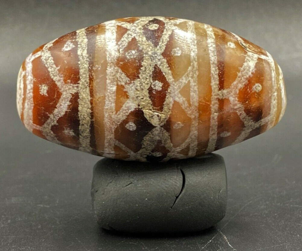 Old Ancient Antique Indo Tibetan Phum Dzi Tian Zhu Himalayan Amulet Agate Bead