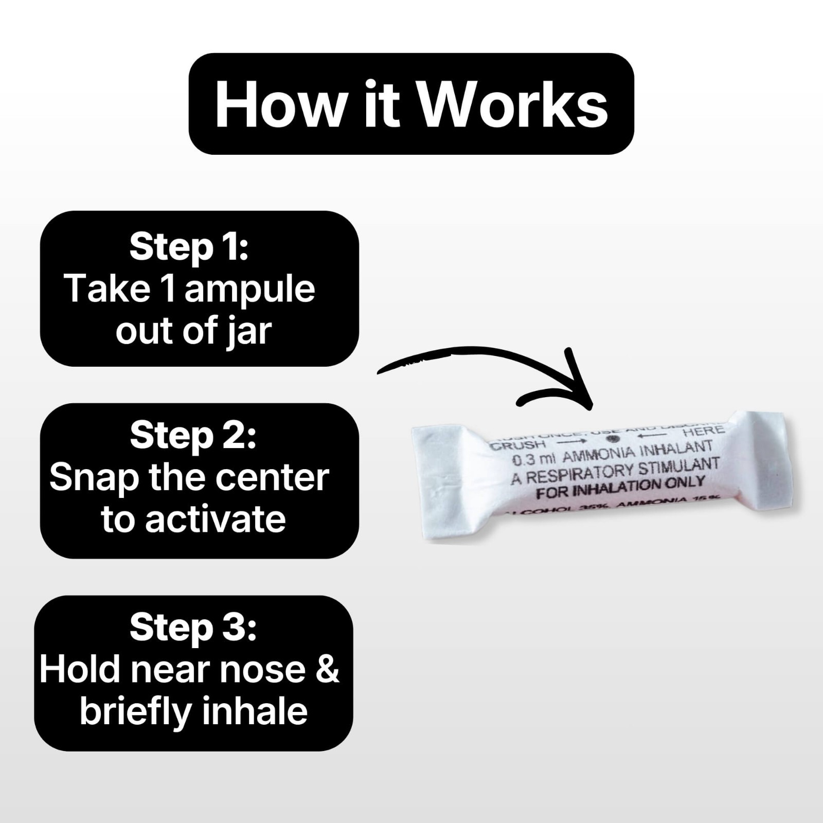 Snap Labs Ammonia Inhalants | Crushable Smelling Salts | 100-Count