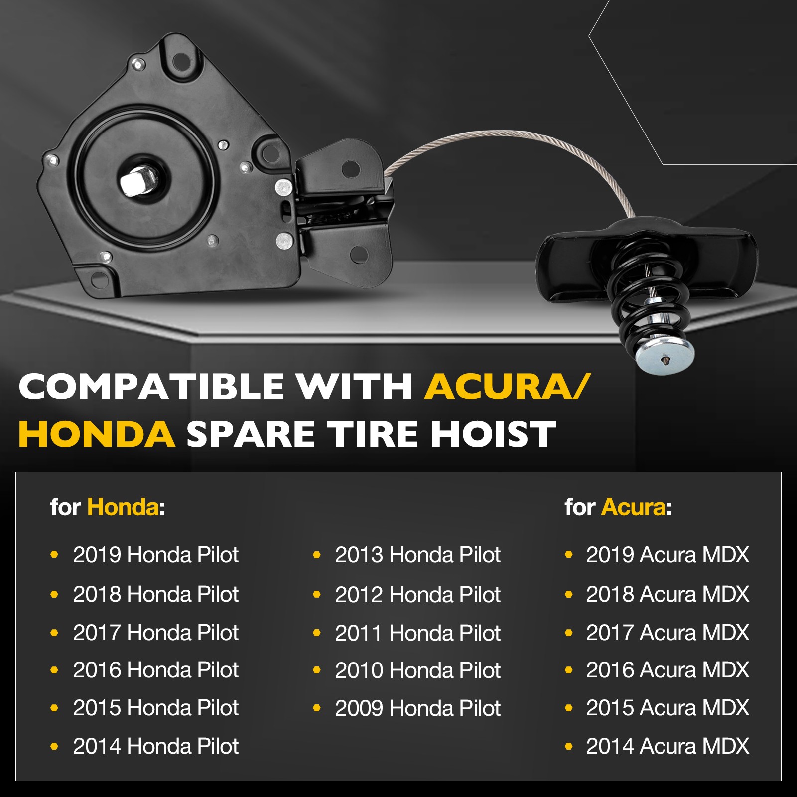 925-502 Spare Wheel Tire Hoist Assy For 09-20 Honda Pilot Acura MDX 74711SZAA01