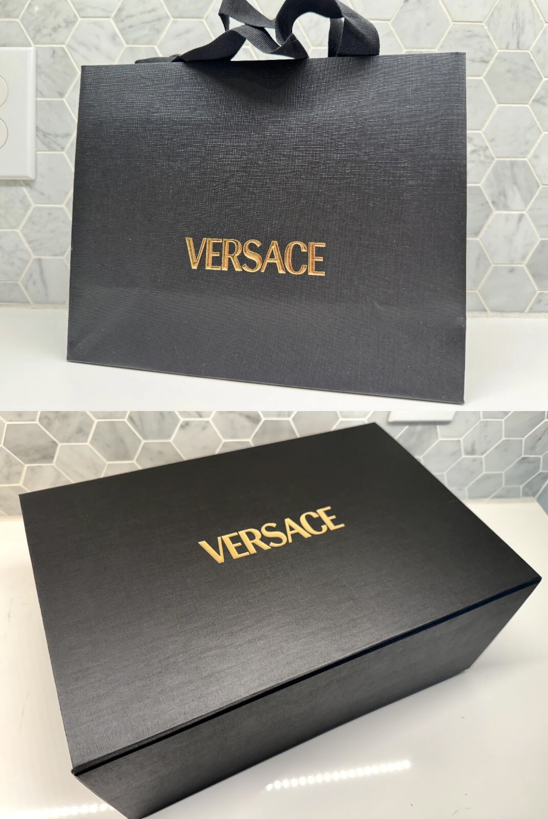 Versace Shopping Bag & Gift Box Black/Gold - Small, Medium, Large - Choose Size