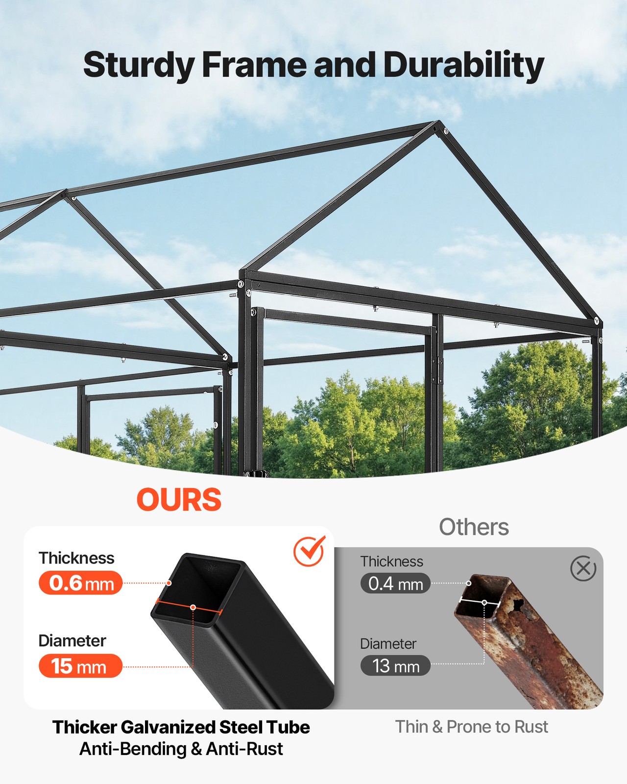 Uimoso Metal Chicken Coop with Cover for 6-8 Chickens,3.3x9.8x3.3ft Poultry Cage