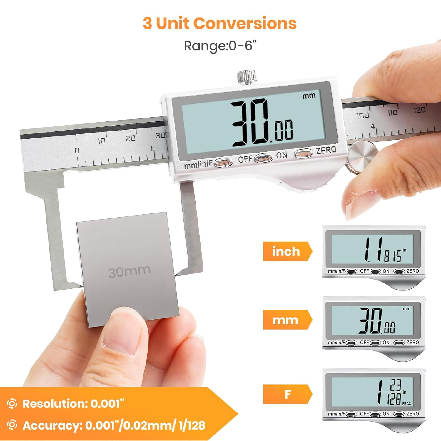 HARDELL Digital Caliper, Disc Brake Rotor Micrometer- F/MM/in, Brake Measuring T