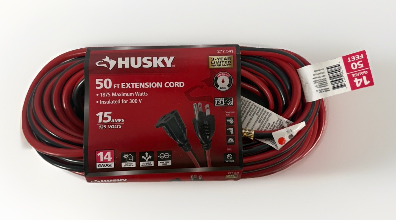 (2 Pack Husky) 50 ft. 14 Gauge Medium Duty Indoor/Outdoor Extension Cord 277541