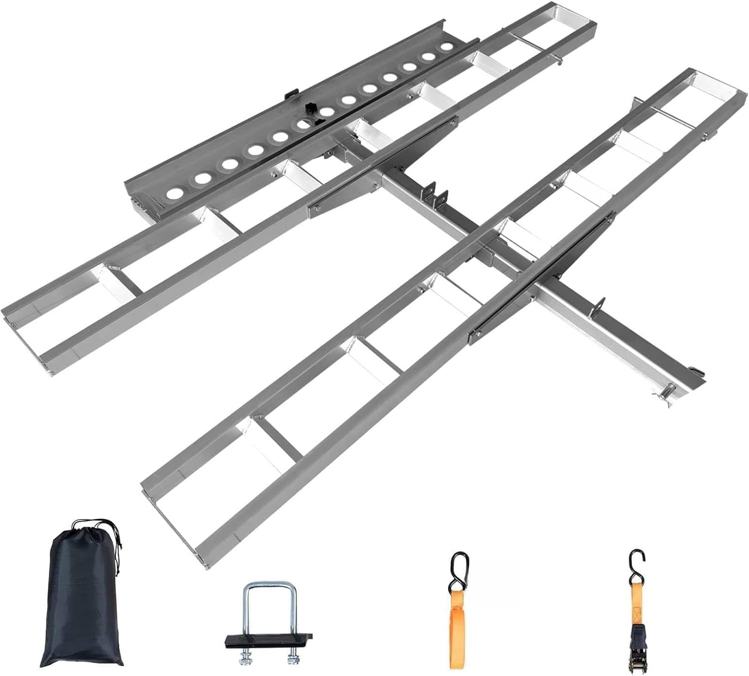 600lb Anti-Wobble Motorcycle Hitch Carrier Rack Non-Slip Arched Ramp FIT 2"Hitch