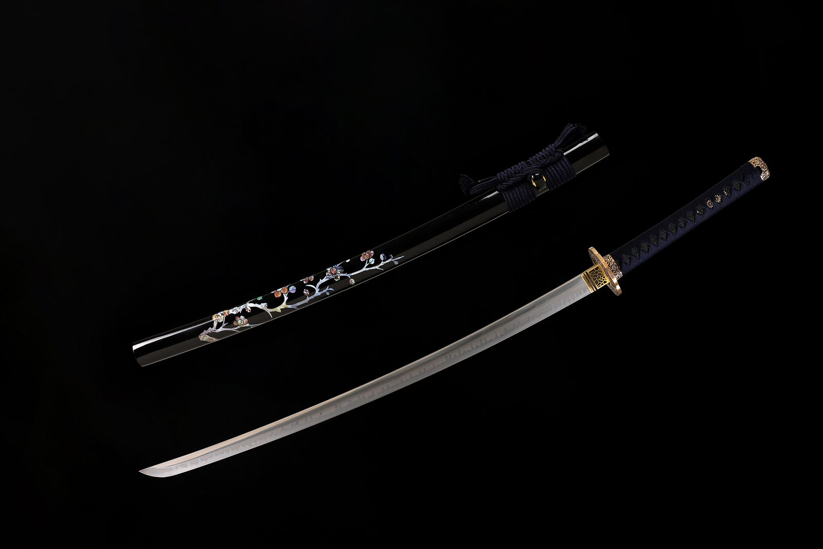 Clay Temperped T10 Steel Japanese Samurai Sword Katana Brass Tsuba Full Tang