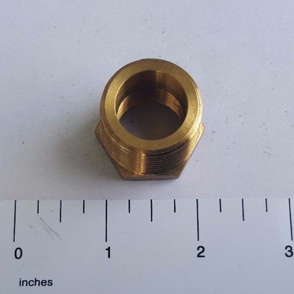 1) 3/4" MALE X FEMALE 1/2" NPT PIPE THREAD HEX REDUCER BUSHING - LEAD FREE BRASS