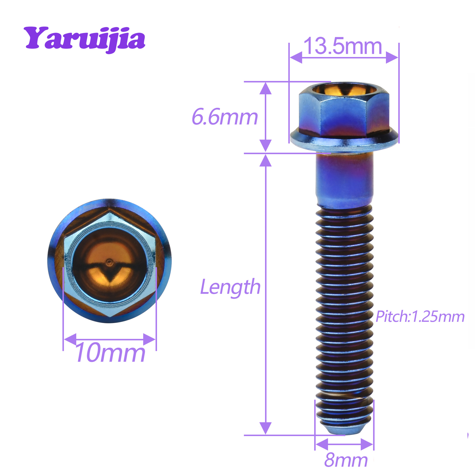 Titanium Bolt M8 Small Flange Head Hex Screws 15 20 25 30 35 40 45 50 55 60 65mm