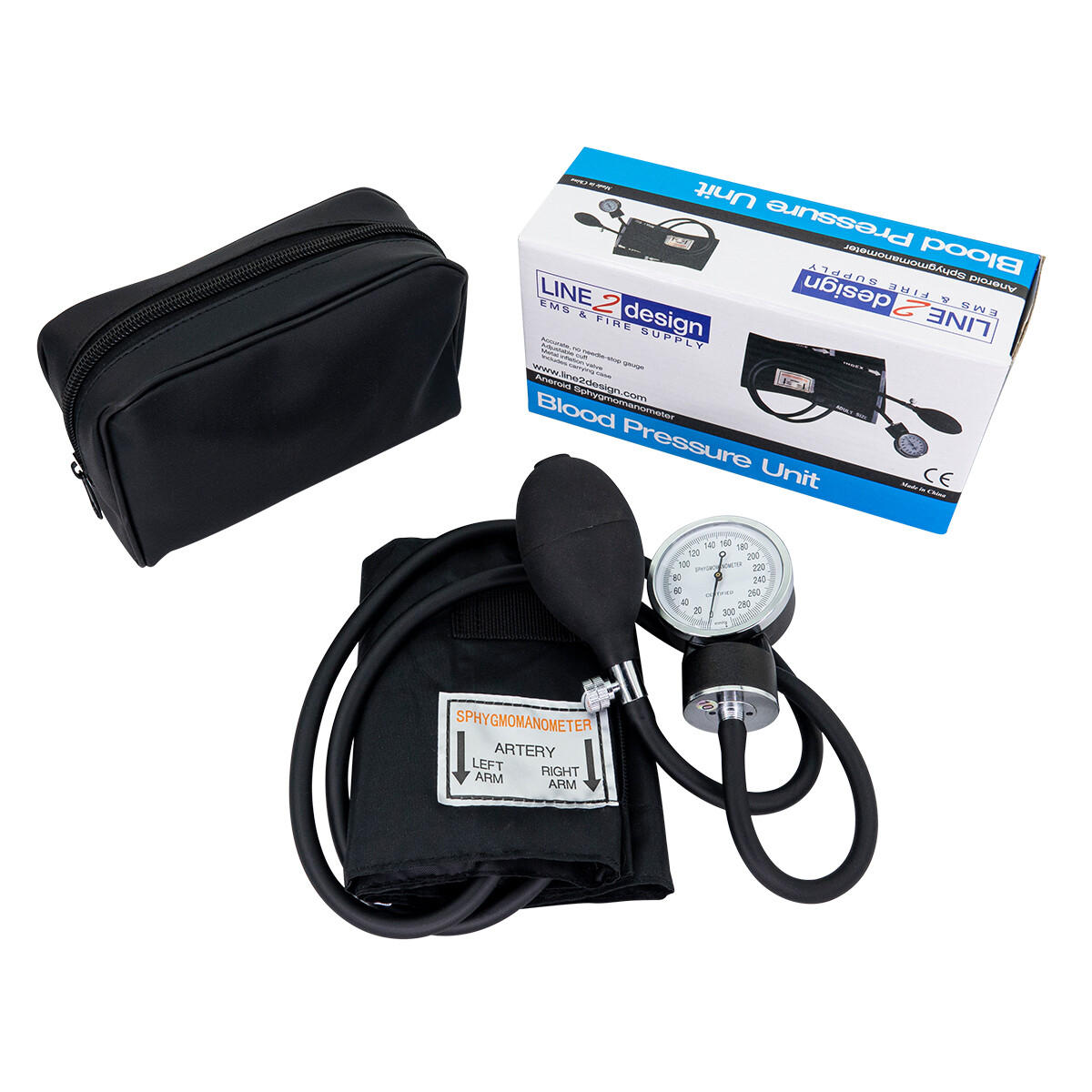 LINE2design Manual Blood Pressure Cuff - Aneroid Adult Arm BP Monitor With Case