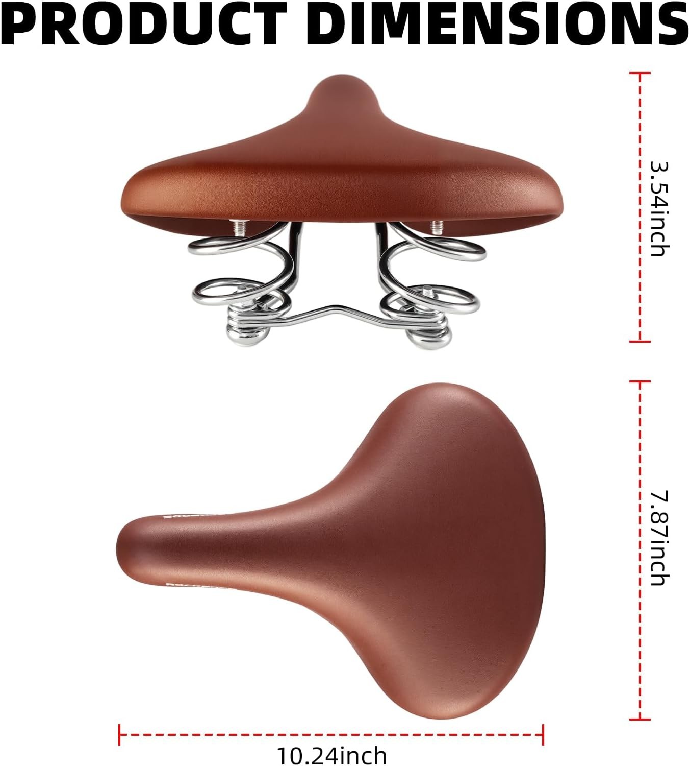 ROCKBROS Bike Seat Wide Comfort Cushion Waterproof Vintage Brown Bicycle Saddle