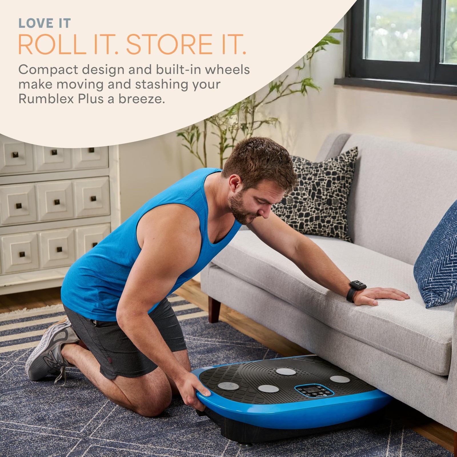 Rumblex Plus 4D Vibration Plate Exercise Machine - Full Body Workout - Blue Plus