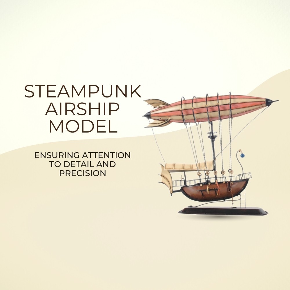 Steampunk Airship Model 14" Handmade Fully Assembled High Quality Home Decor
