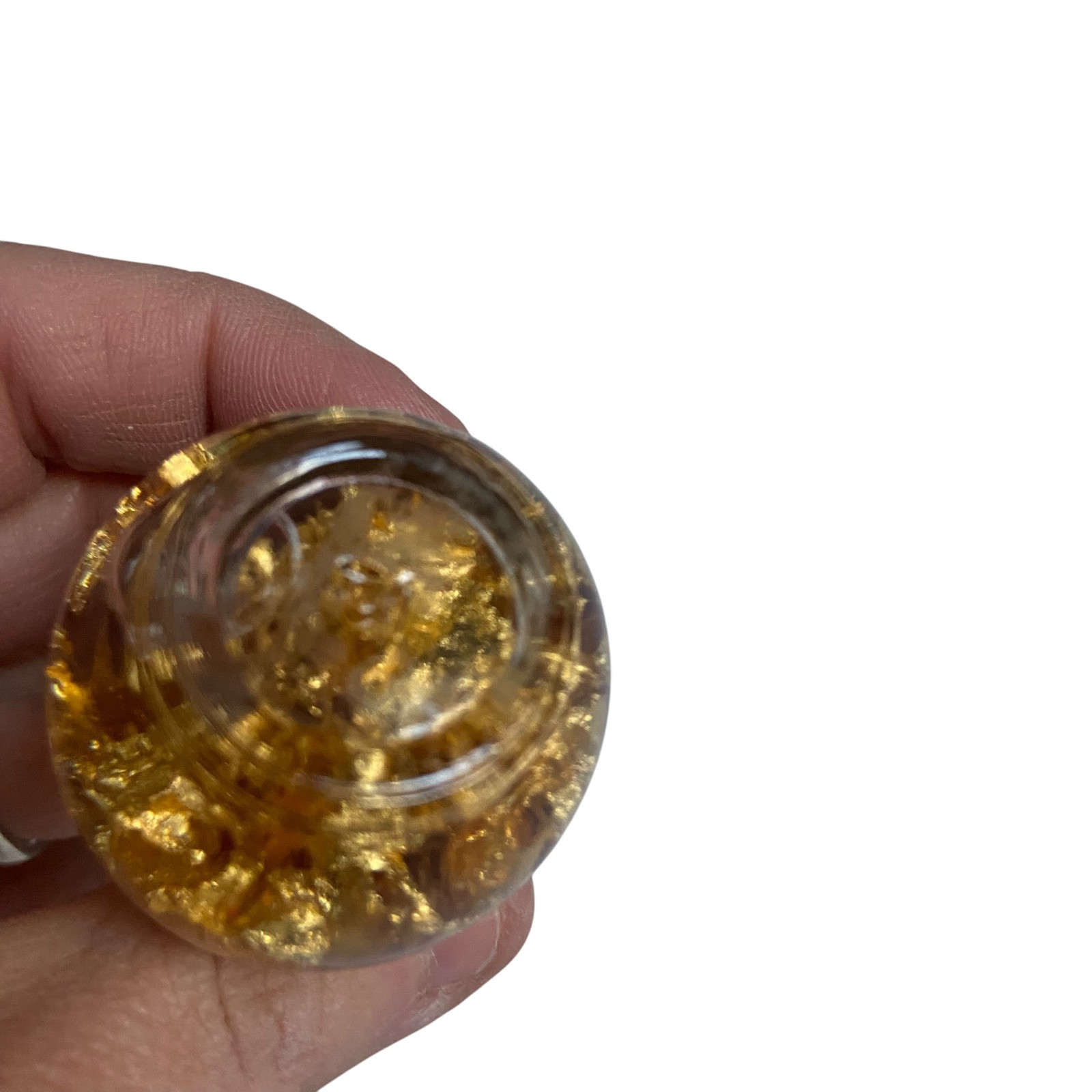 Pure Gold Flake 24 Karat Bottle 2 3/4" t Round Glass American Eagle Figure Cap