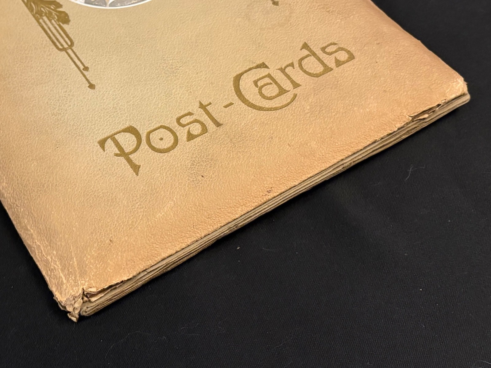 Post Cards Album Embossed Profile Art Nouveau Paper Slotted Pages Vintage Empty