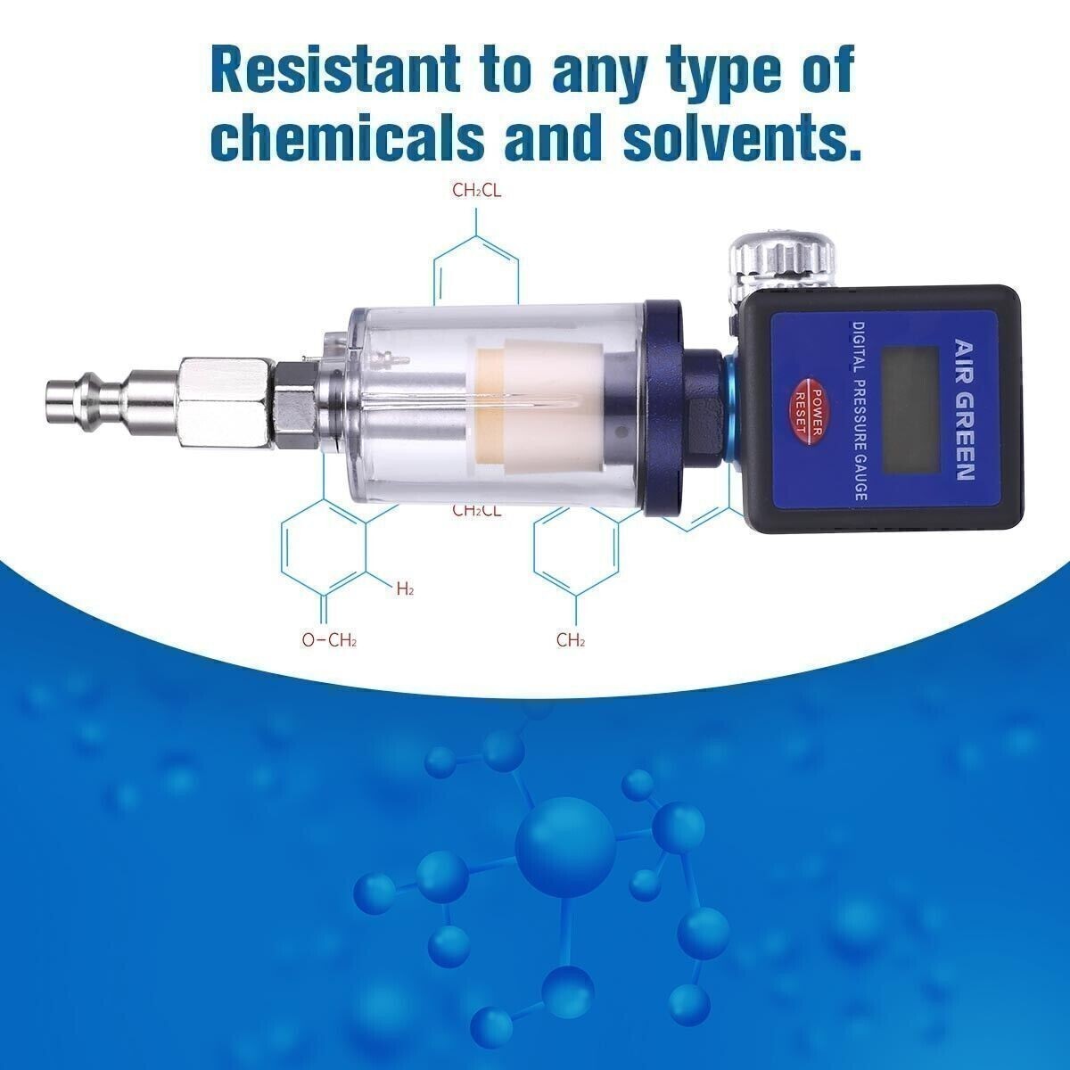 1/4" Air Flow Regulator Digital Pressure Gauge Filter Tool For Paint Spray Gun