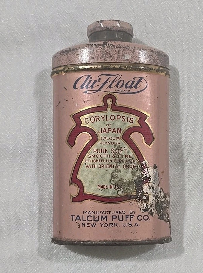 VINTAGE ADVERTISING AIR FLOAT TALCUM POWDER TIN TALC Rare