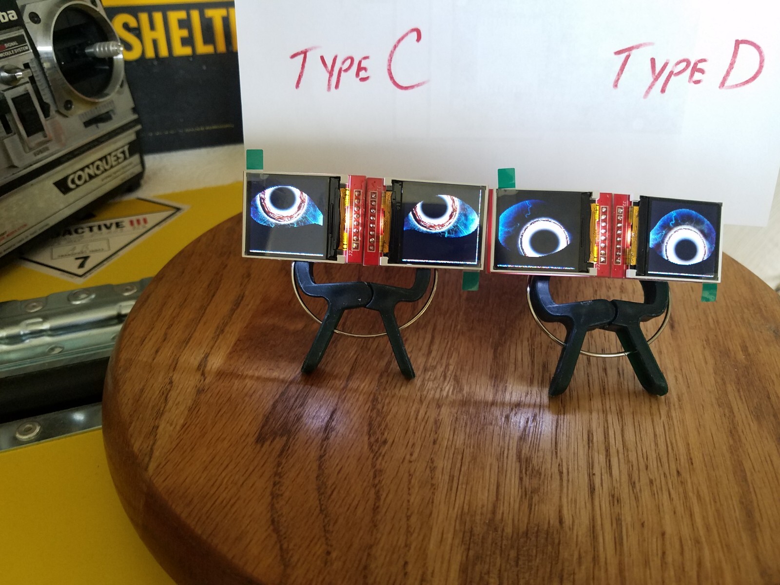 Animated eyes (1 pair) for Props ETC, based on Adafruit's Uncanny Eyes, ESP32
