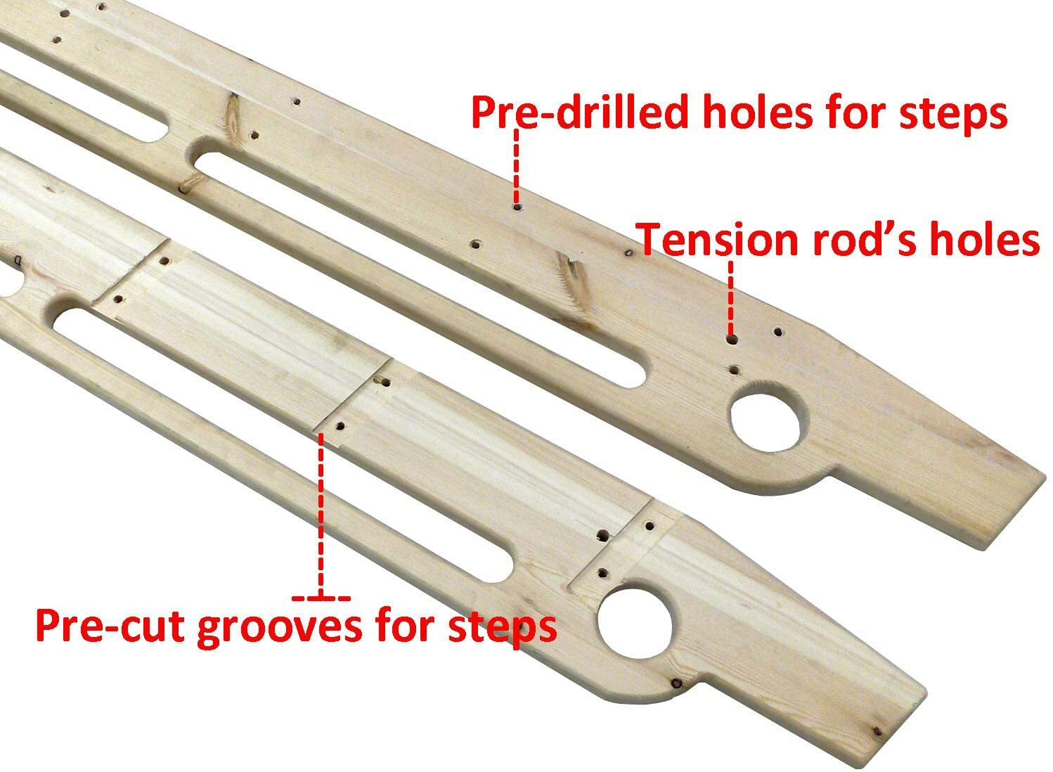 DIYHD Unfinished Rolling Library Wooden Step Ladder with Glab Handle