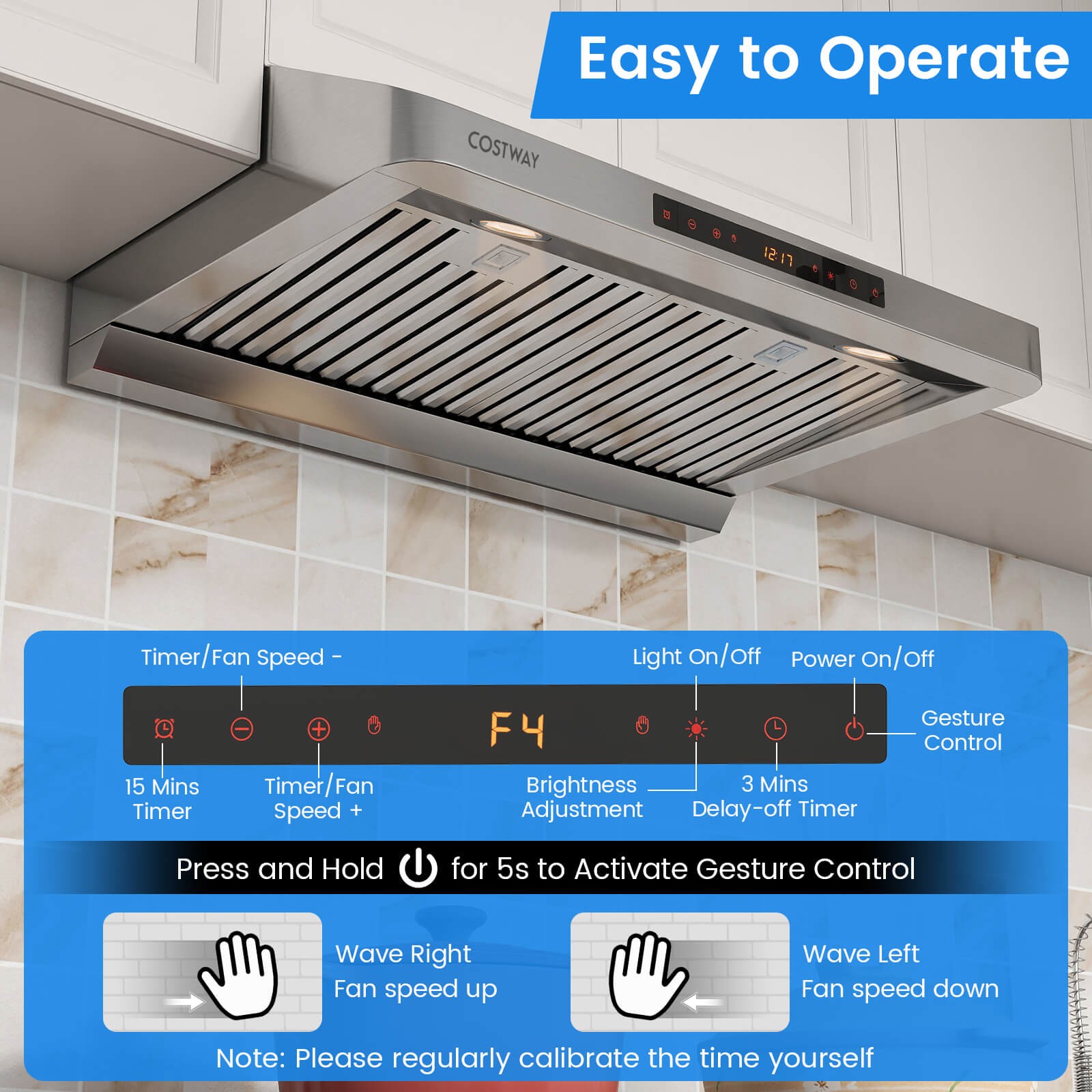 30 Inch 900 CFM Under Cabinet Range Hood w/Oil Collector, 4 Fan Speeds,Timer