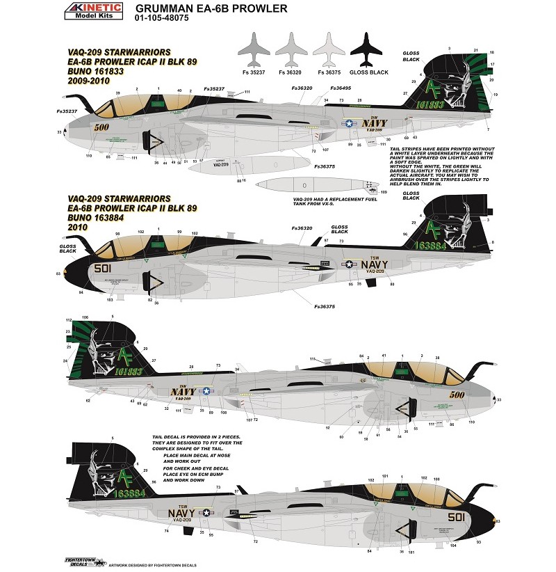 KINETIC K48075 1/48 EA-6B Prowler "Darth 'Vader" Assembly Model Kit