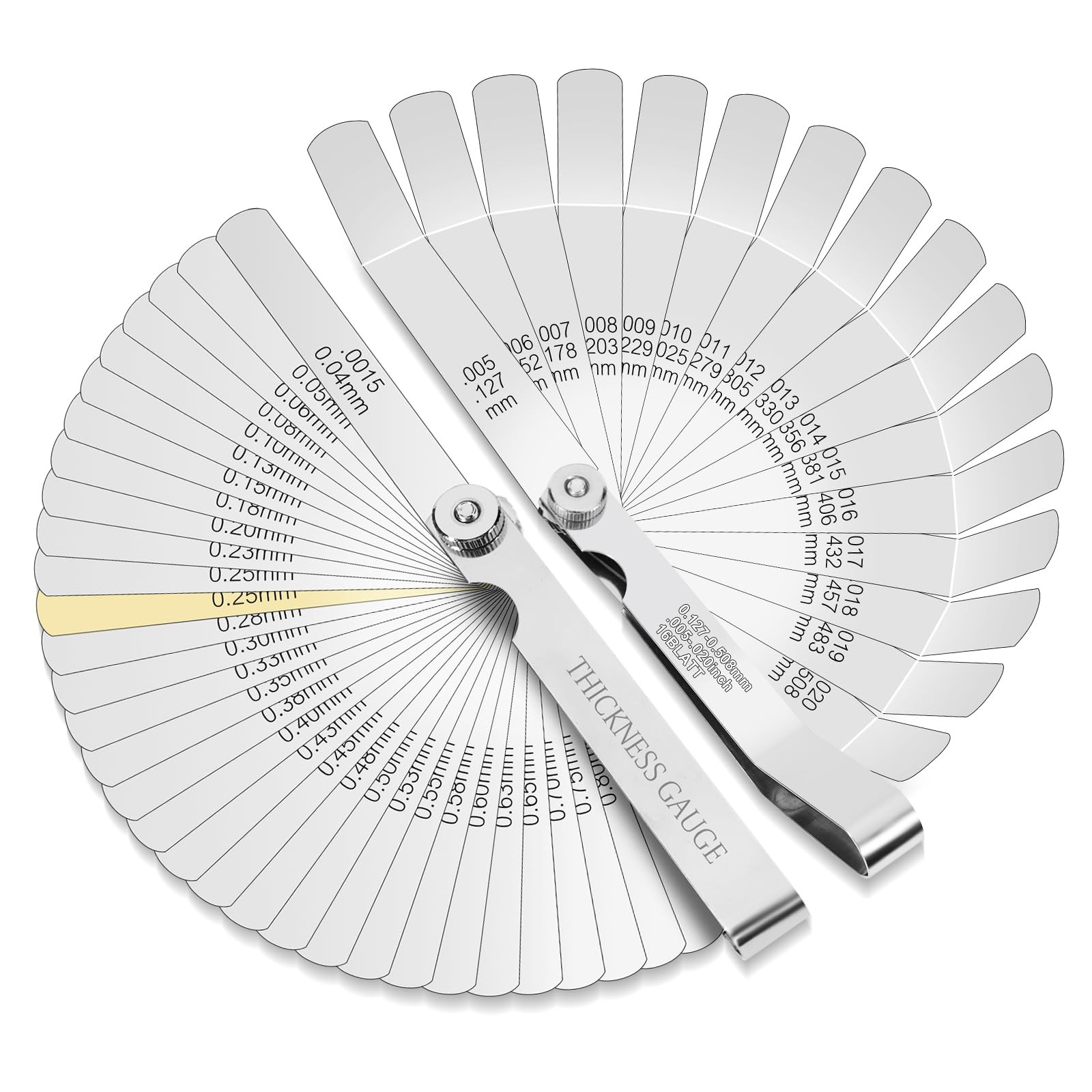 Kit Galgas Calibrador Lainas 48 Hojas Rectas Acodadas Punterías Bujías Inox Pro