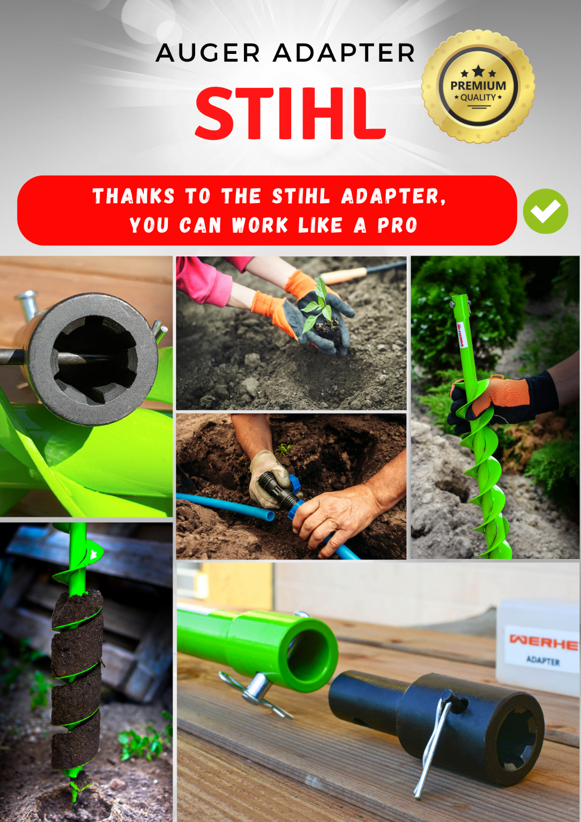 Adapter STIHL BT106C BT20C BT120 BT130 BT131 Erdbohrer Pfahlbohrer Bohrer