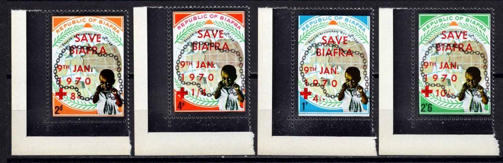 Nigeria Biafra 1970 complete MNH set with corner margins Michel old CV 50 EUR