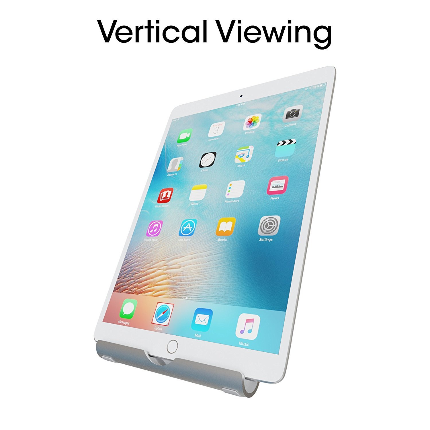 TechMatte Multi-Angle Aluminum Desktop Tablet / Phone Stand Holder (Silver)