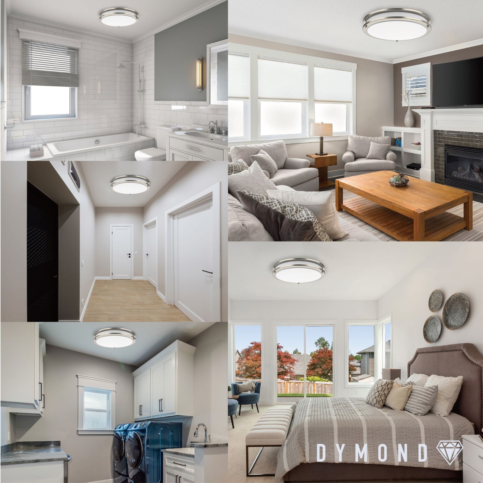 LED Ceiling Flush Mount Ceiling Light Brushed Nickel 2-PACK 12"/14"