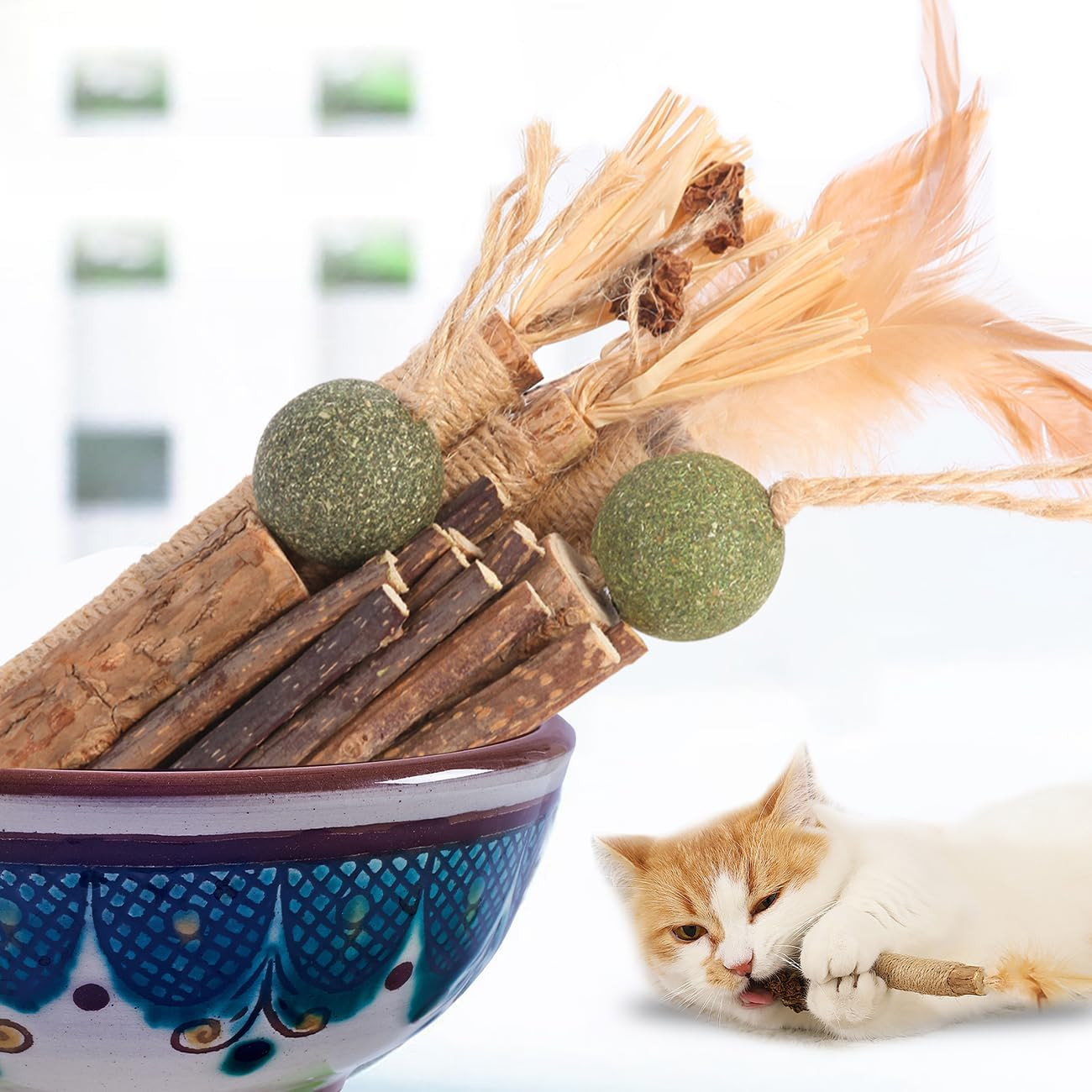 Cat Toys Cat Chew Toys, Silvervine Sticks Catnip Rope Toys for Cats Teeth Cleani