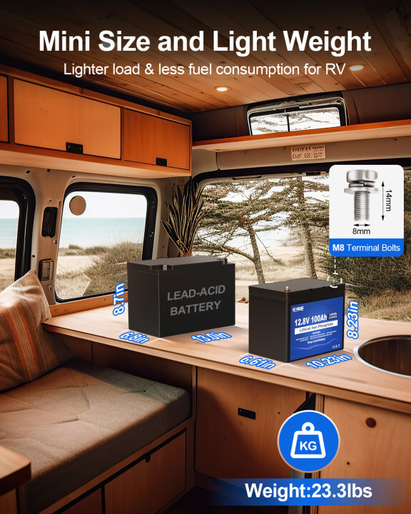 12V 100Ah LiFePO4 Lithium Battery with 10A Charger Trolling Motors RV Campers