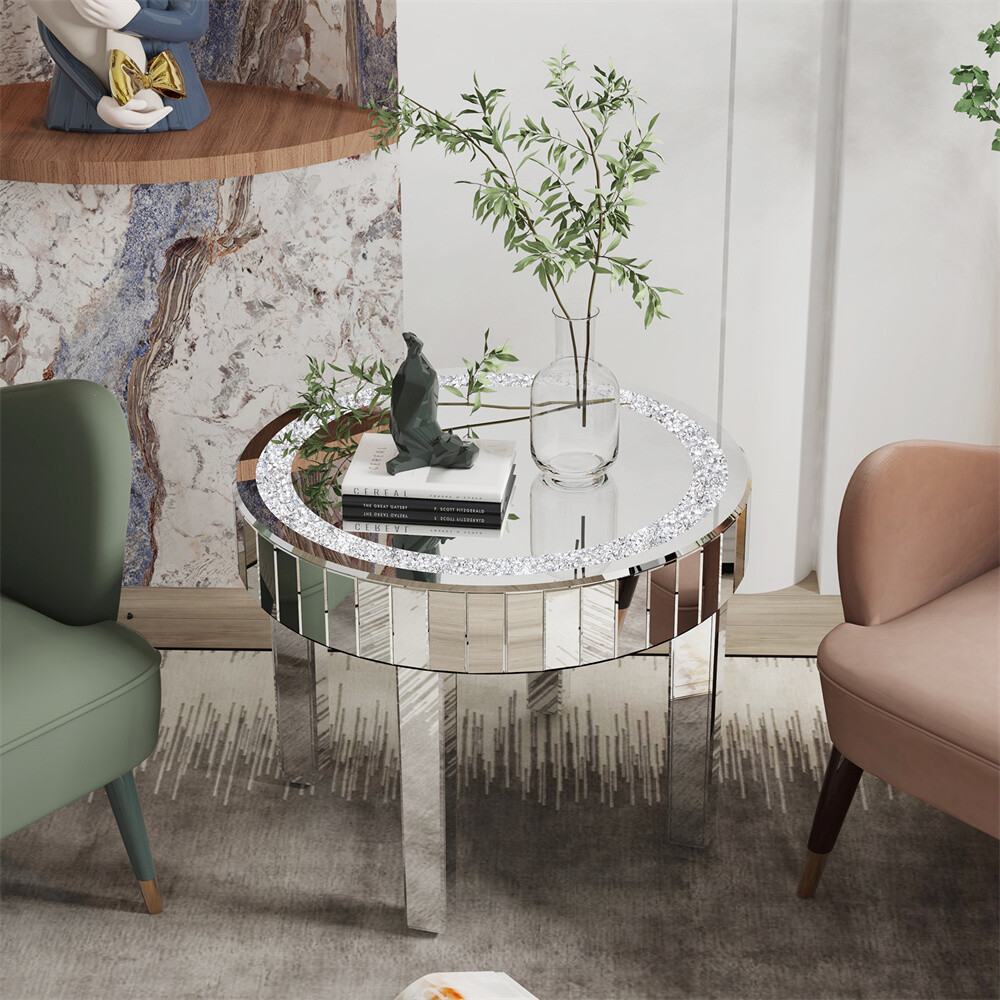 Drawer Mirrored Nightstand Side End Table Bedside Table for Bedroom Living Room